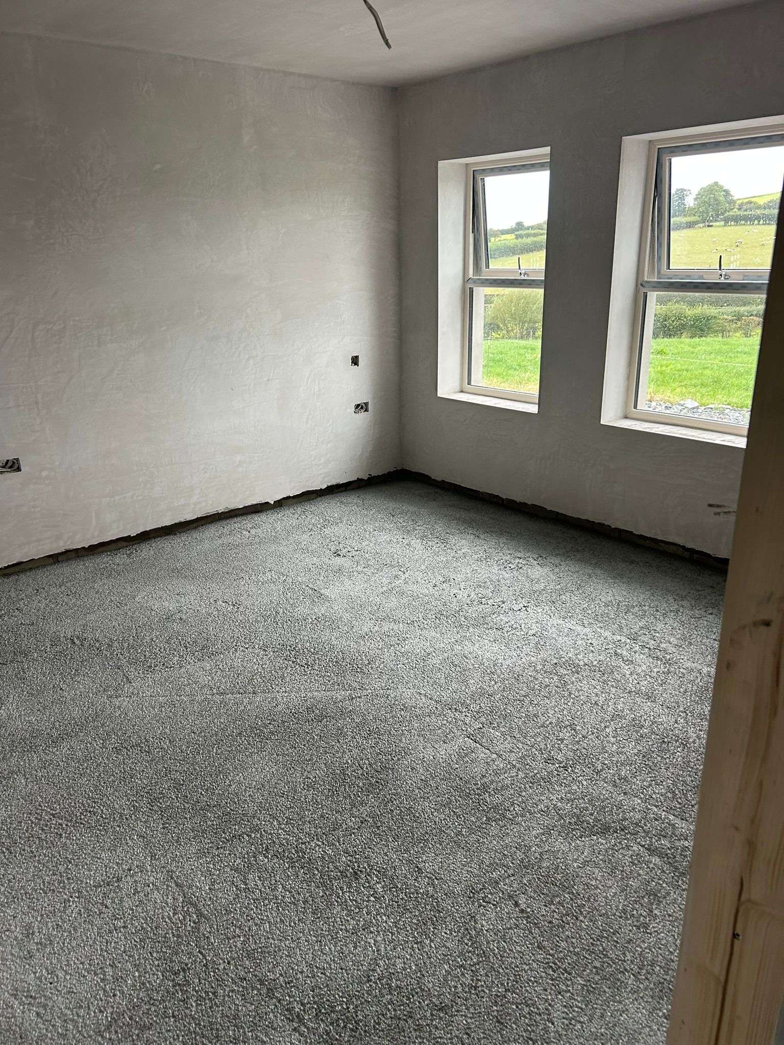 Bead Floor Insulation poured and levelled in a new-build room