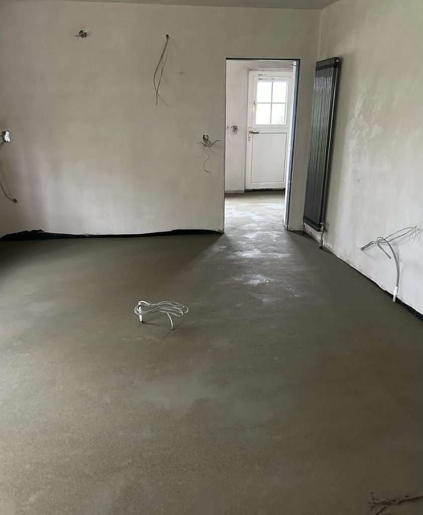 Sand and Cement Screed finished in a hallway