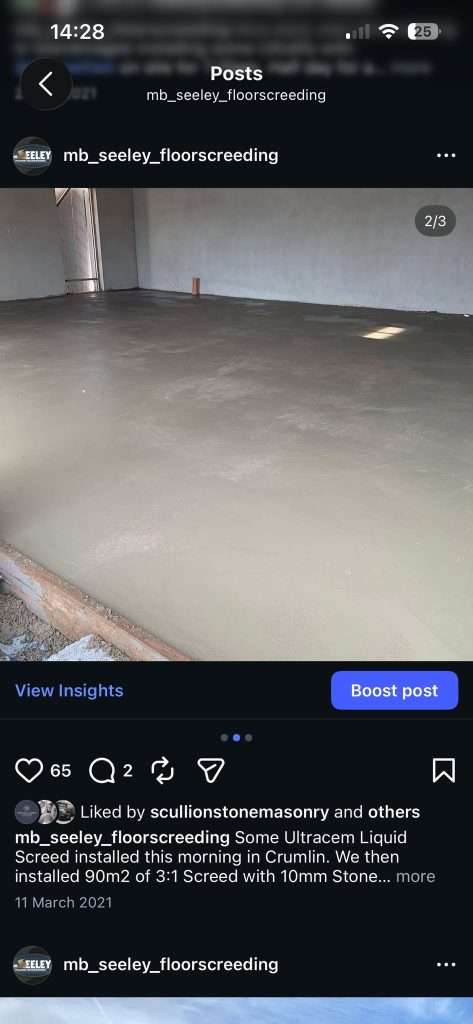 Sand and Cement Screed across a large floor area